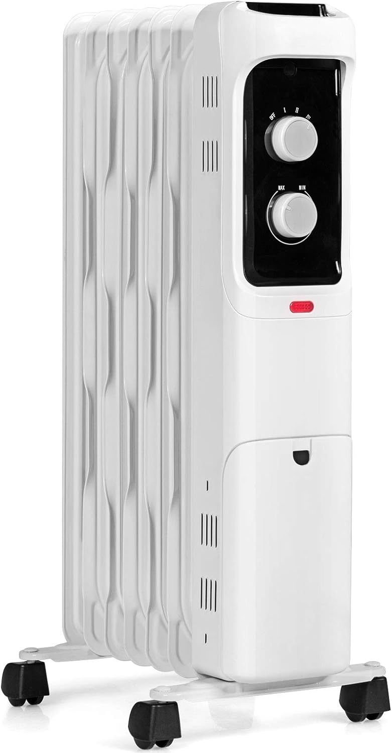 1500W Oil Filled Radiator Heater, Electric Space Heater with 3 Heating Modes, Adjustable Thermostat