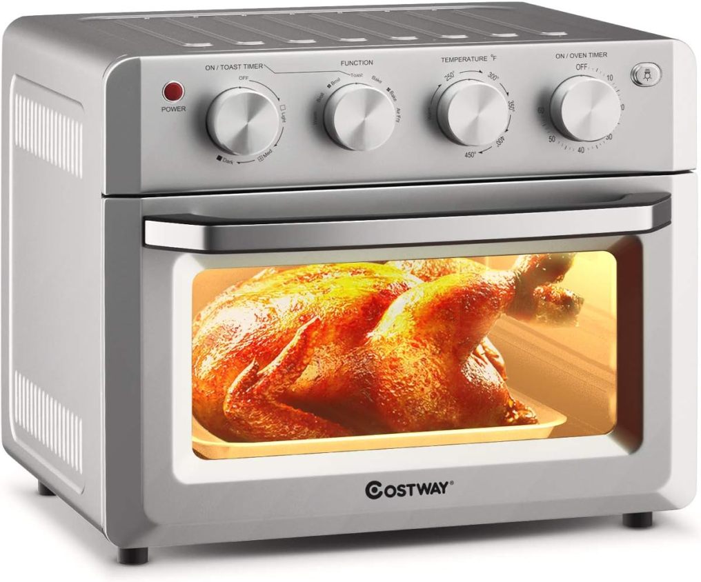 Toaster Oven Countertop, 7-in-1 Convection Oven with Air Fry, Bake, Broil, Toast, Dehydrate, Pizza, Warm Function