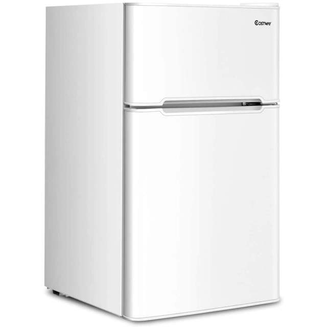 ARLIME Mini Fridge with Freezer, 3.2 Cu. Ft w/Double Reversible Door, Removable Glass Shelves, Adjustable Thermostat