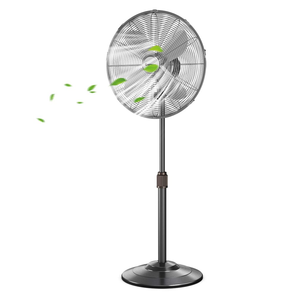 ARLIME 16 Inch Oscillating Standing Floor Fan, All Metal Pedestal Fan with Height Adjustable