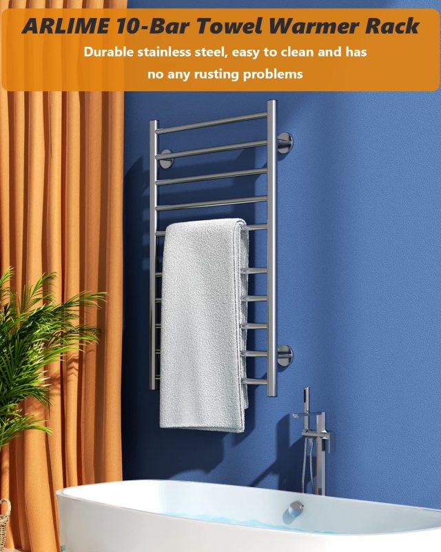 t1-ARLIME Heated Towel Warmer, Wall Mounted Hot Towel Racks for Bathroom
