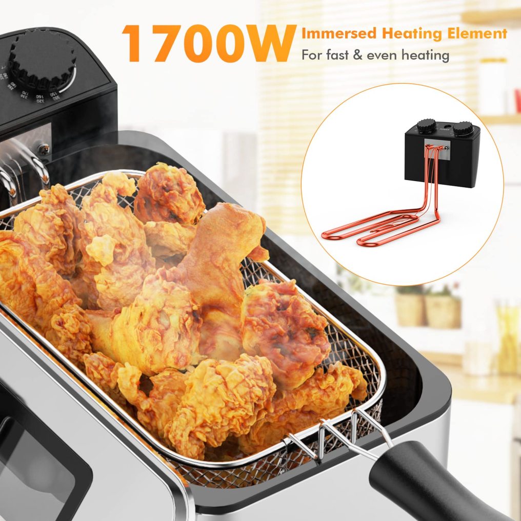 ARLIME Deep Fryer with Basket, 3.2Qt Stainless Steel Electric Oil Fryer