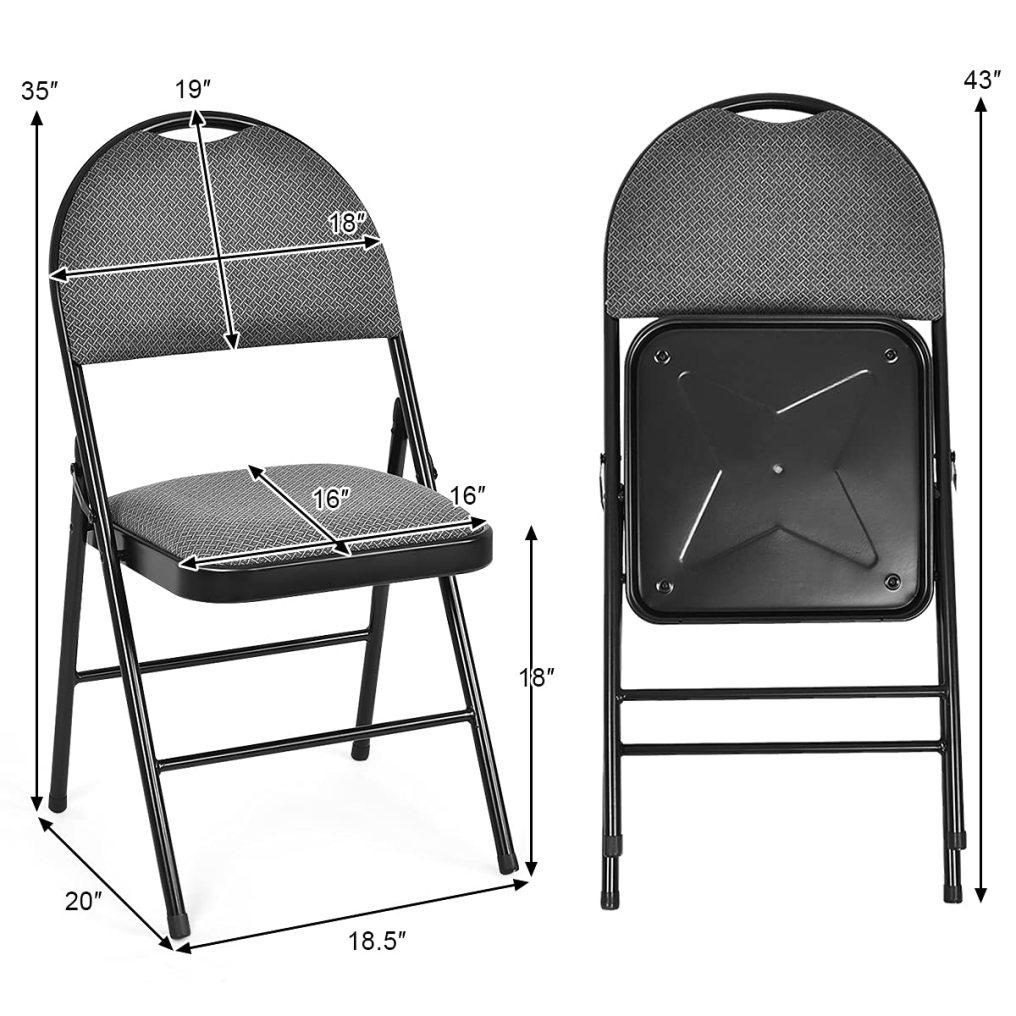 ARLIME 6 PCS Folding Chairs w/Padded Seats, Padded Folding Chair w/Handle Hole, Upholstered Seat