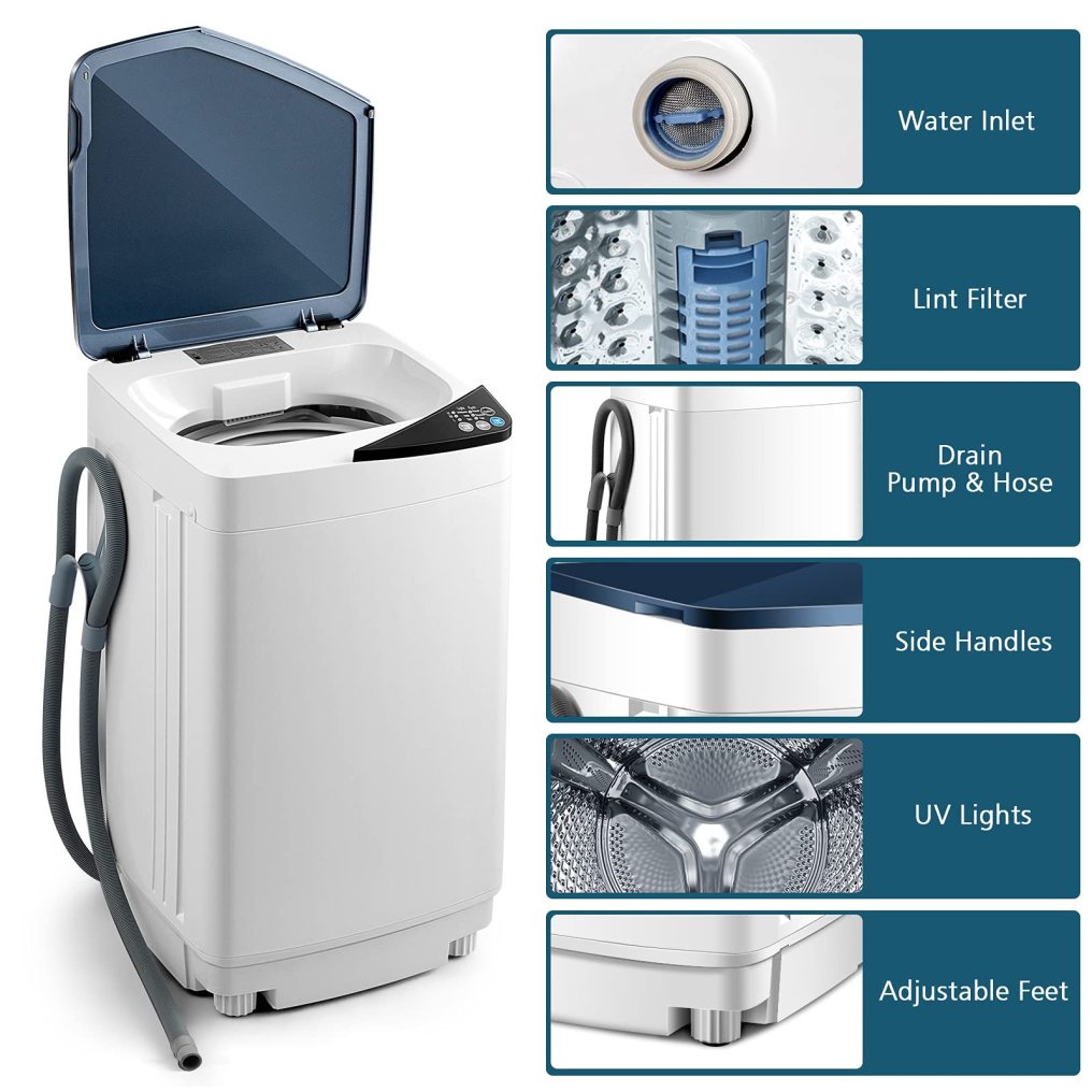 Portable Washing Machine, ARLIME Compact Mini Full-Automatic Laundry 2-In -1 Washer & Spin Dryer 7.7lbs Capacity