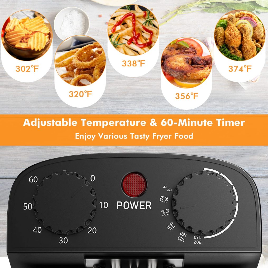ARLIME Deep Fryer with Basket, 3.2Qt Stainless Steel Electric Oil Fryer