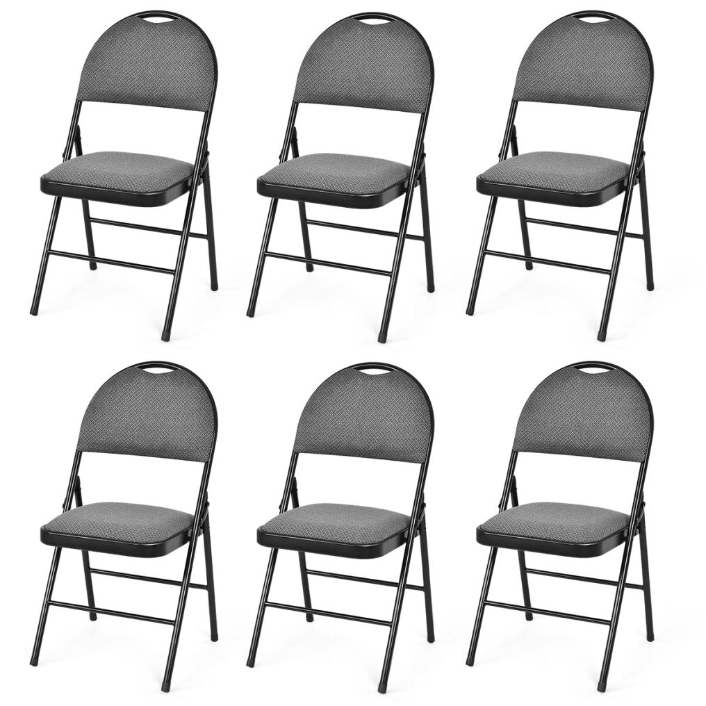 ARLIME 6 PCS Folding Chairs w/Padded Seats, Padded Folding Chair w/Handle Hole, Upholstered Seat
