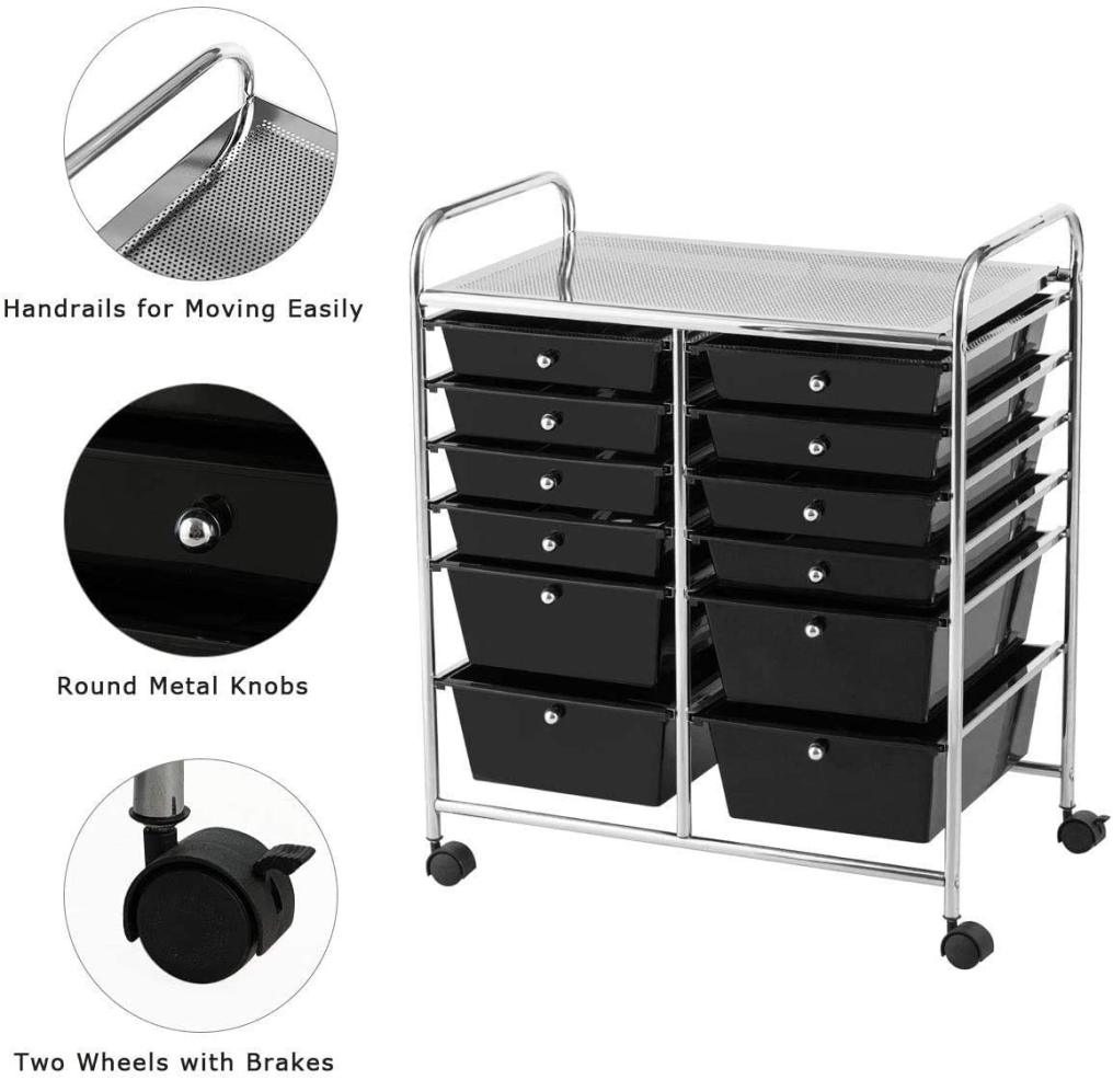 ARLIME 12-Drawer Rolling Storage Cart, 12 Drawer Organizer Trolley
