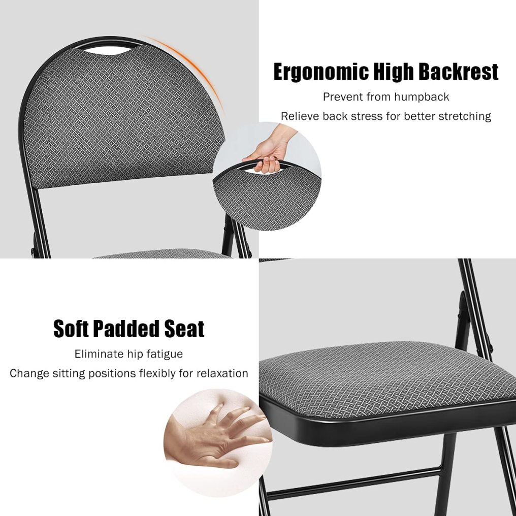 ARLIME 6 PCS Folding Chairs w/Padded Seats, Padded Folding Chair w/Handle Hole, Upholstered Seat