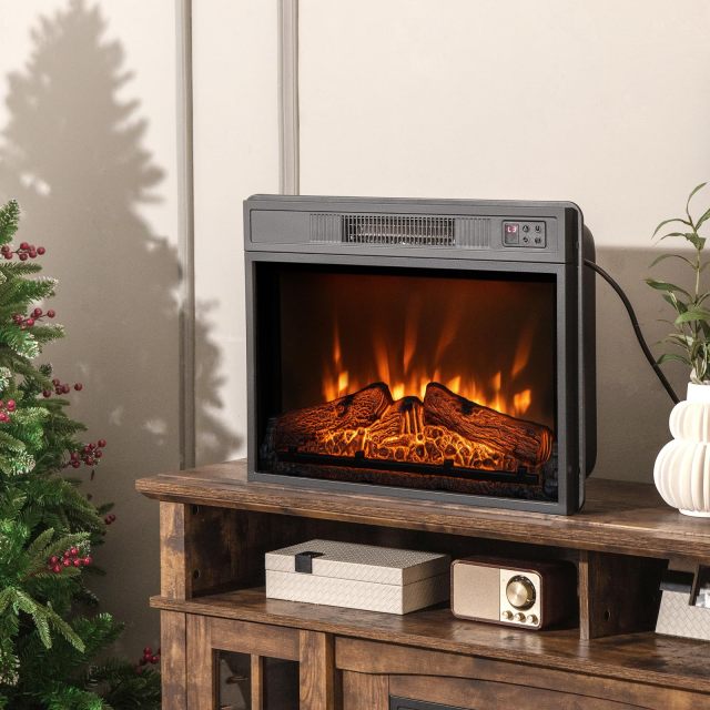 ARLIME 23-Inch Electric Fireplace Insert, 1400W Recessed Fireplace Heater with Remote Control, Thermostat
