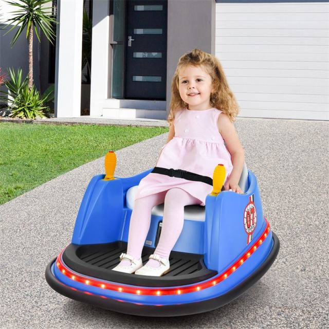 Kids Bumper Car, 12V Battery-Powered Electric Ride-On Bumper Car with 360° Spin, Dual Joysticks, Remote Control & Flashing Lights for Ages 2-5