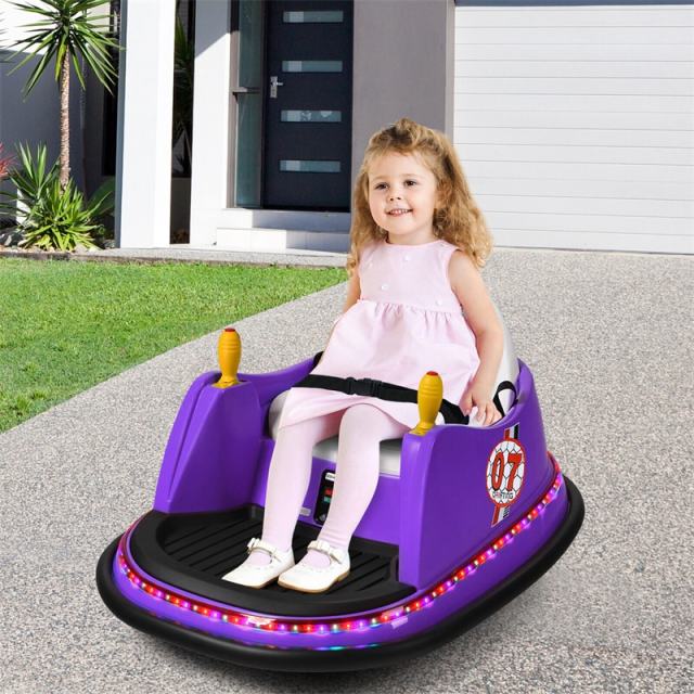 Kids Bumper Car, 12V Battery-Powered Electric Ride-On Bumper Car with 360° Spin, Dual Joysticks, Remote Control & Flashing Lights for Ages 2-5