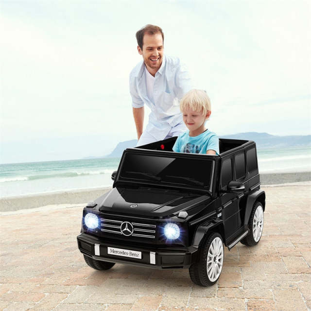 12V Kids Ride-On Car, Licensed Mercedes-Benz G500 Battery Powered Ride-On Truck with Remote Control, Rocking Mode & LED Lights for Child Age 3+