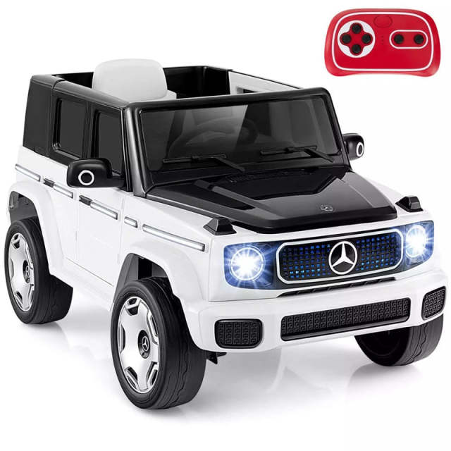 12V Kids Ride-On Car, Licensed Mercedes-Benz EQG, Children's 4WD Electric Vehicle with Remote Control, Detachable Battery, LED Lights & Music