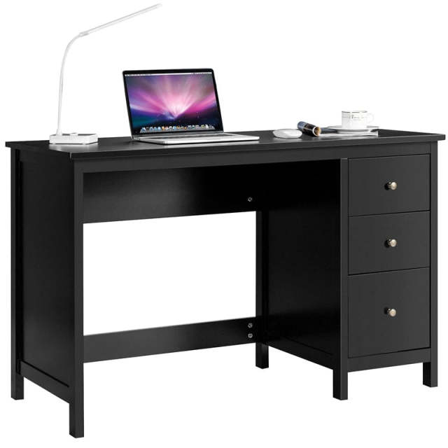 Modern Home Office Computer Desk with 3 Storage Drawers, Large Desktop, Compact Writing Study Desk, Multipurpose Laptop Workstation for Bedroom
