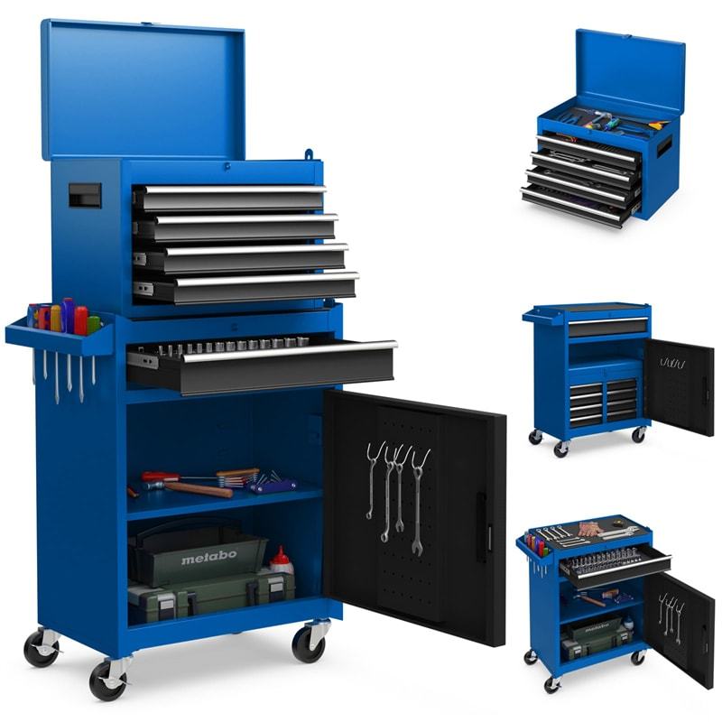 5-Drawer Rolling Tool Chest, Tool Storage Cabinet with Lockable Wheels, Detachable Top Tool Box & Adjustable Shelf for Garage, Workshop