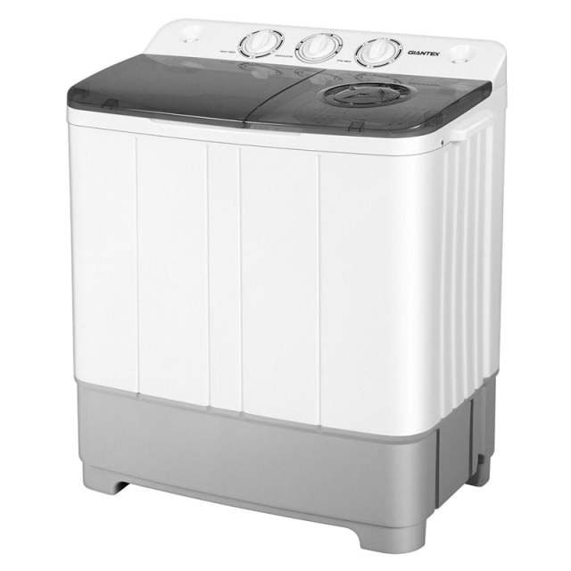 Portable Washing Machine, Twin Tub 22LBS Capacity Compact Laundry Washer Spin Dryer Combo with Control Knobs & Drain Pump for Apartment, RV