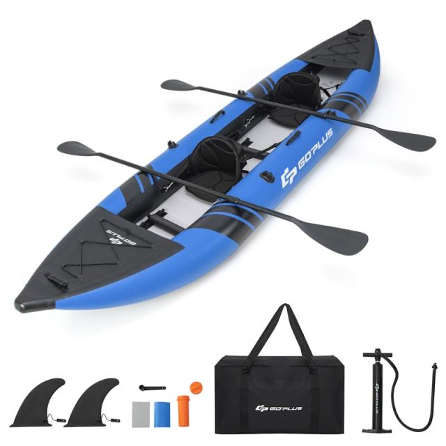 2-Person Inflatable Kayak with 2 Aluminium Paddles, EVA Padded Seats, 507LB Capacity, Carry Bag & Repair Kit, Portable Touring Kayak for Adults