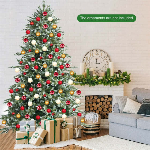 8FT Unlit Artificial Christmas Tree, Hinged Spruce Green Xmas Tree with Folding Metal Stand, 1658 Realistic PE & PVC Tips for Holiday Decor
