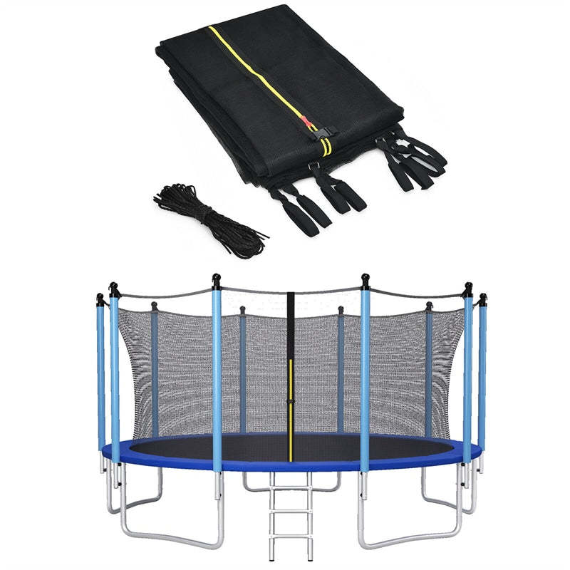 15FT Trampoline Net Replacement Weather-Resistant Trampoline Safety Enclosure with Double-Headed Zipper for 10 Poles