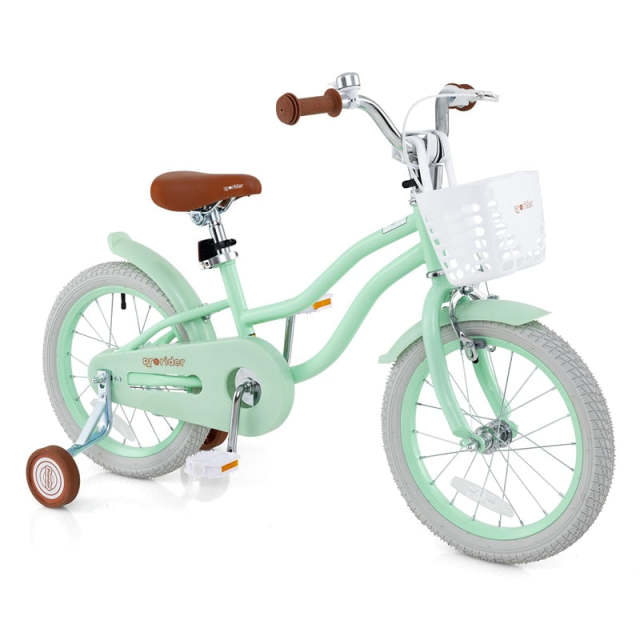 16" Kids Bike, Toddler Bicycle with Training Wheels, Adjustable Seat & Removable Basket, Boys Girls Bike for 3-8 Years Old