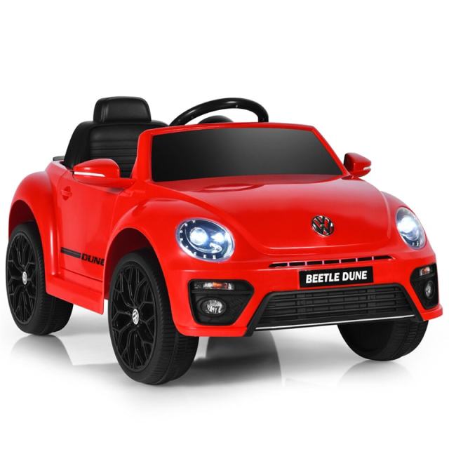 12V Kids Ride-On Car, Licensed Volkswagen Beetle Battery-Powered Electric Vehicle with Remote Control, Lights, Music, Gift for Boys & Girls