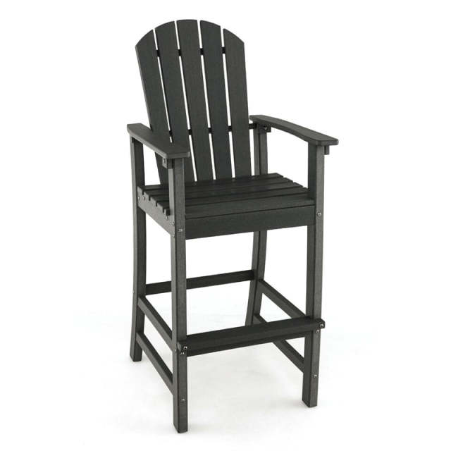 Outdoor HDPE Bar Stool, All-Weather 30" Tall Adirondack Chair with Armrests & Footrest, Bar Height Patio Chairs for Garden Deck Balcony