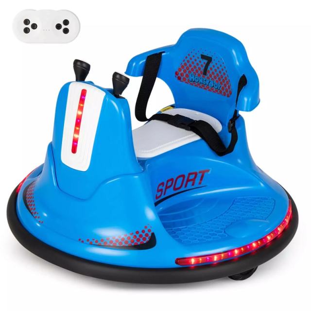 12V Bumper Car for Toddlers, Kids Electric Ride On Bumper Car with Remote Control, 360 Degree Spin, Dual Joystick & Flashing LED Lights
