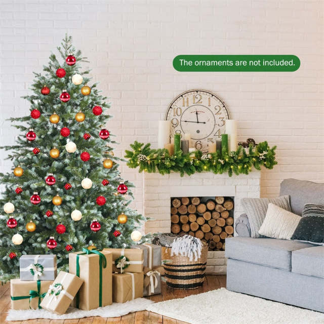 6ft Artificial Christmas Tree Feel Real Unlit Spruce Hinged Xmas Tree with 892 Mixed PE/PVC Branch Tips & Metal Stand for Holiday Decor