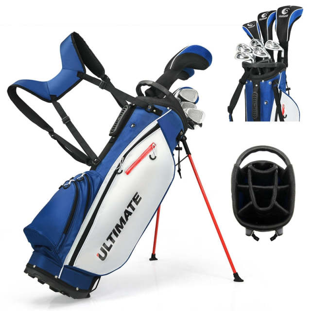 10 Pieces Men's Golf Club Set Right Hand, Complete Golf Club Package Set with 460cc #1 Driver, #3 Fairway Wood, Hybrid, Irons, Putter & Bag