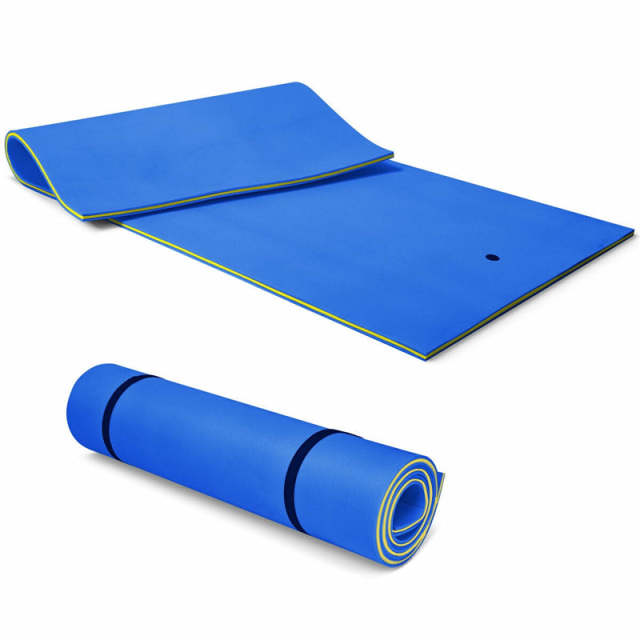 12' x 6' Floating Water Pad, 3 Layer Tear-Resistant XPE Foam Water Mat Roll-Up Floating Island for Pool Lake with Mooring Device & Straps