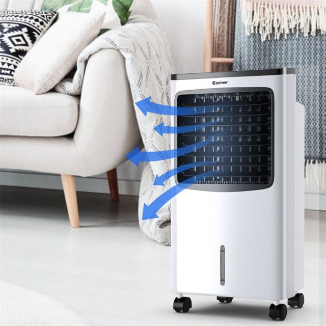 3-in-1 Portable Evaporative Cooler, Air Cooling Fan & Humidifier with Remote Control, Ice Packs, 8L Water Tank, Quiet for Home, Office, Bedroom