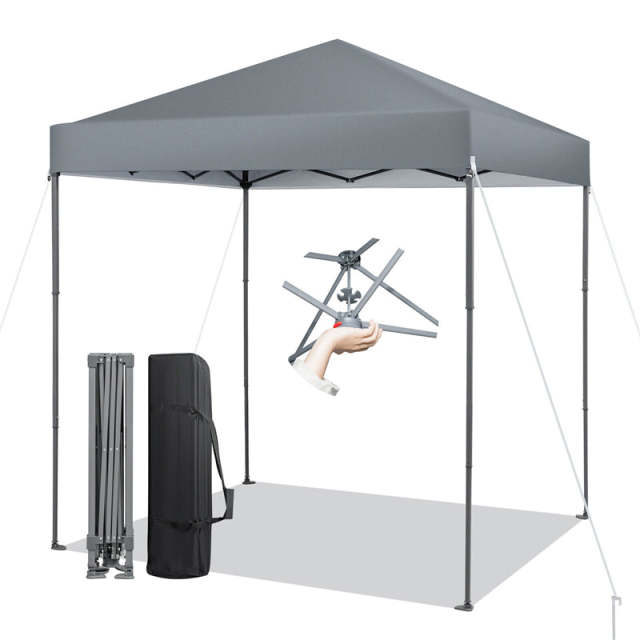 6.6' x 6.6' Pop Up Canopy 1 Person Setup Instant Canopy Tent Portable Outdoor Canopy with Center Lock & Carrying Bag