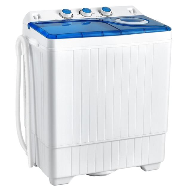 Portable Washing Machine, 2 in 1 Compact Twin Tub Washer and Spin Dryer Combo 26lbs with Built-in Drain Pump, Small Washer for Home Apartment