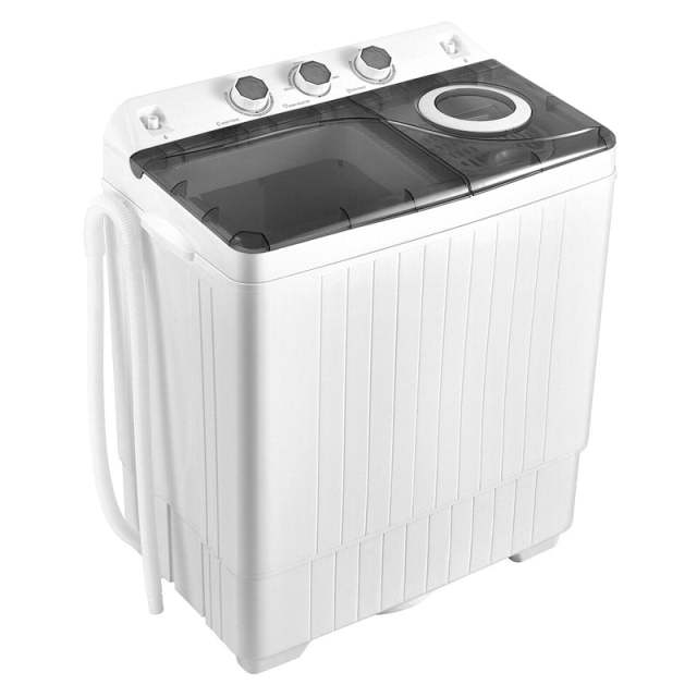 Portable Washing Machine, 2 in 1 Compact Twin Tub Washer and Spin Dryer Combo 26lbs with Built-in Drain Pump, Small Washer for Home Apartment