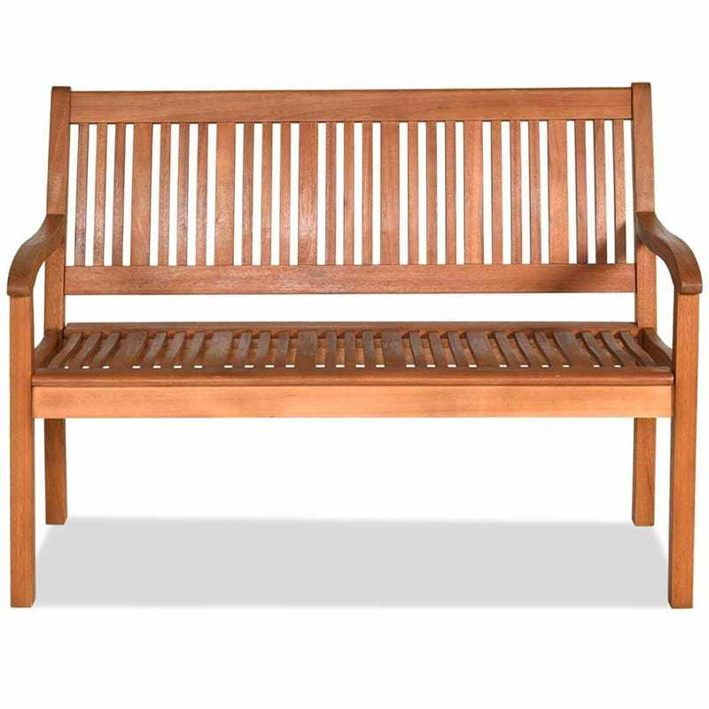 50" Solid Wood Garden Bench, 2-Person Outdoor Loveseat Bench with Curved Backrest & Wide Armrests for Patio, Porch & Poolside