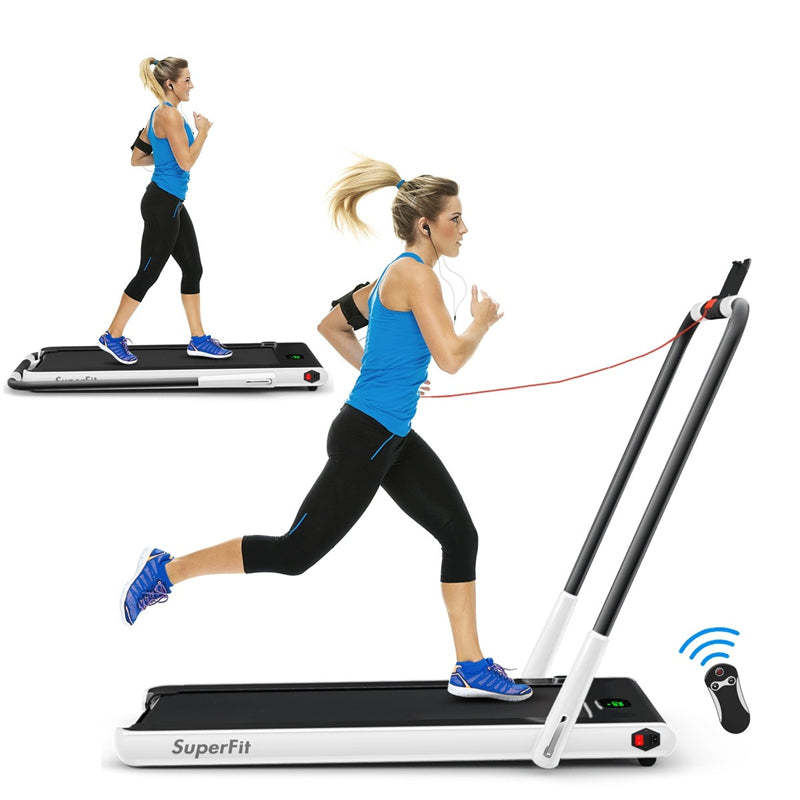 2.25HP 2-in-1 Folding Under Desk Treadmill with LED Display, Remote & APP Control, Portable Electric Walking Running Machine for Home Office