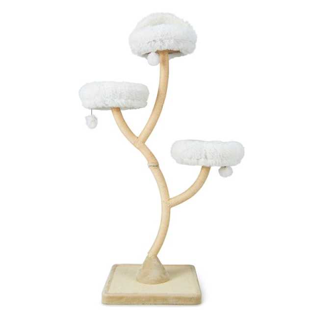 70" Tall Cat Tree, Multi-Level Cat Tower with 3 Cozy Perches, Scratching Posts, Board & Jingling Balls, Modern Cat Tree for Indoor Large Cats