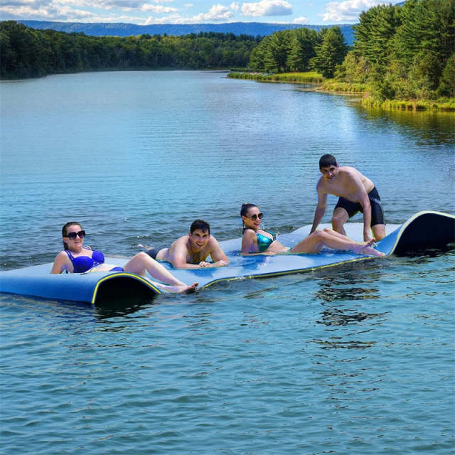 12' x 6' Floating Water Pad, 3 Layer Tear-Resistant XPE Foam Water Mat Roll-Up Floating Island for Pool Lake with Mooring Device & Straps