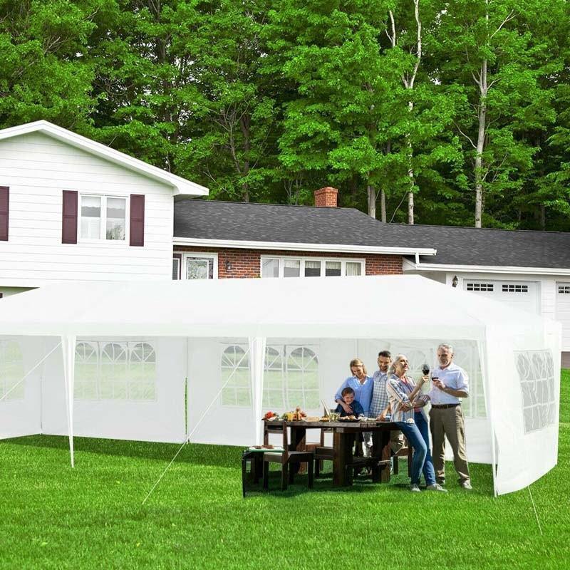 10' x 30' Canopy Tent, White Wedding Party Tent with 5 Removable Sidewalls & Waterproof, Heavy Duty Commercial Canopy for Outdoor Events, Backyard he1