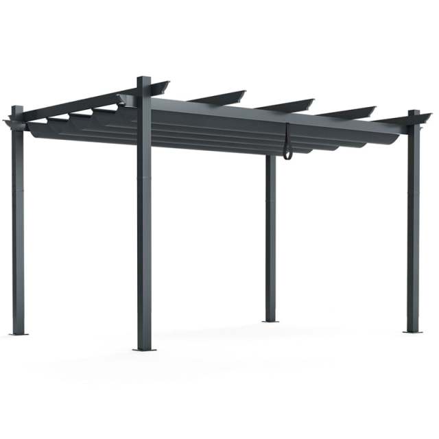 10x13ft Outdoor Retractable Pergola Heavy-Duty Aluminum Large Patio Shelter Pavilion with Sun Shade Canopy