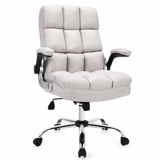 Big & Tall Ergonomic Office Chair, High-Back Executive Computer Desk Chair with Flip-Up Arms, Thick Padding, Adjustable Height, 400 LBS Capacity