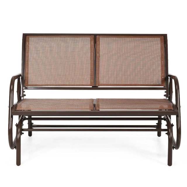 48" 2 Person Outdoor Swing Glider Bench, Patio Double Rocking Loveseat Chair with Breathable Fabric & Steel Frame for Porch, Garden, Backyard