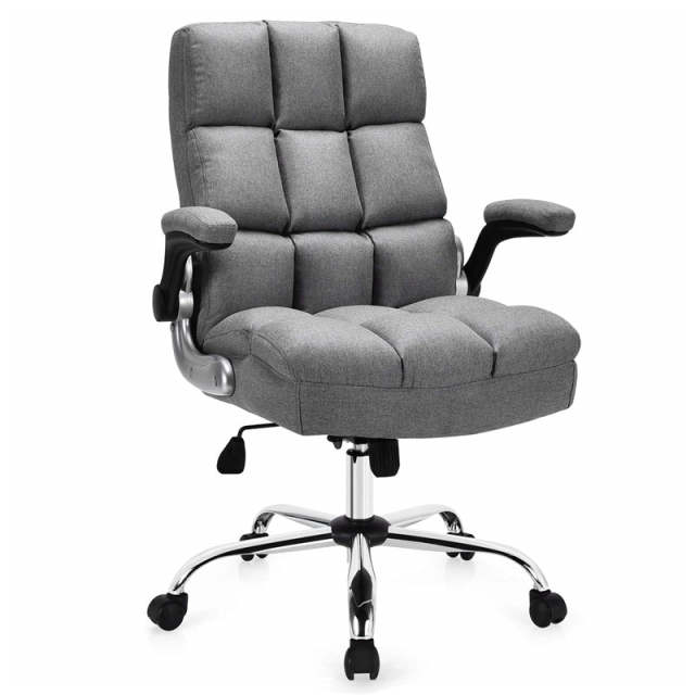 Big & Tall Ergonomic Office Chair, High-Back Executive Computer Desk Chair with Flip-Up Arms, Thick Padding, Adjustable Height, 400 LBS Capacity