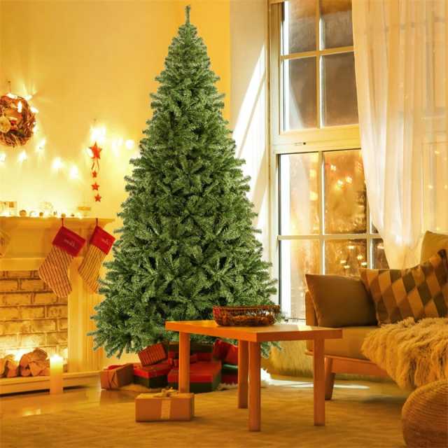 7.5FT Unlit Artificial Christmas Tree with 1346 Branch Tips & Metal Stand, Premium Full Hinged Spruce Xmas Tree for Home Office Holiday Decor