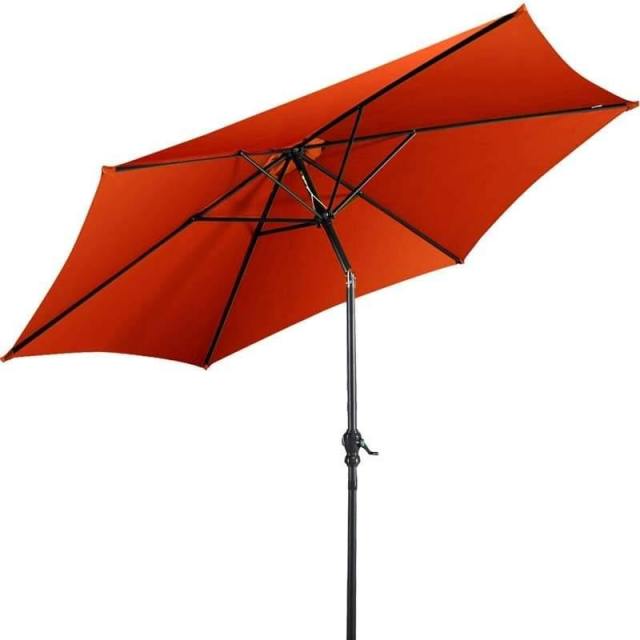 10FT Patio Umbrella Outdoor 6 Ribs Steel Market Table Umbrella with Push Button Tilt & Crank for Garden Backyard Deck Pool