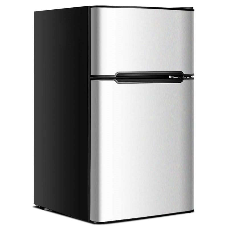 3.2 Cu. Ft. 2-Door Mini Fridge with Freezer, Compact Refrigerator with Temperature Control, Removable Shelves & Reversible Door for Dorm Office