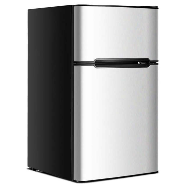 3.2 Cu. Ft. 2-Door Mini Fridge with Freezer, Compact Refrigerator with Temperature Control, Removable Shelves & Reversible Door for Dorm Office