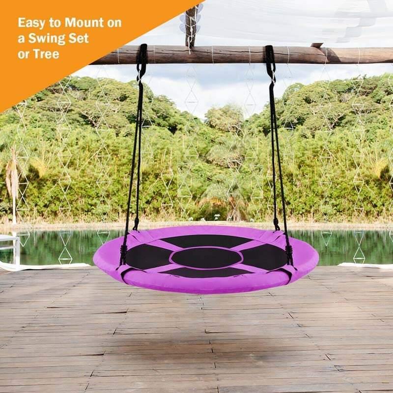 40 Inch Flying Saucer Tree Swing Set Outdoor Round Swing with Adjutable Hanging Ropes for Kids Adults Park Backyard