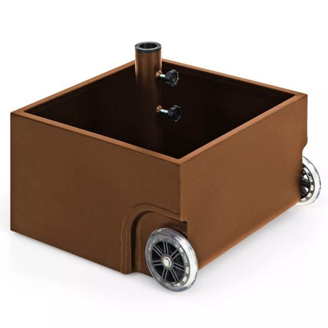 170lbs Filled Umbrella Base, Heavy Duty 2-in-1 Umbrella Stand with Wheels & Fillable Planter, Square Umbrella Holder for Patio, Poolside & Deck