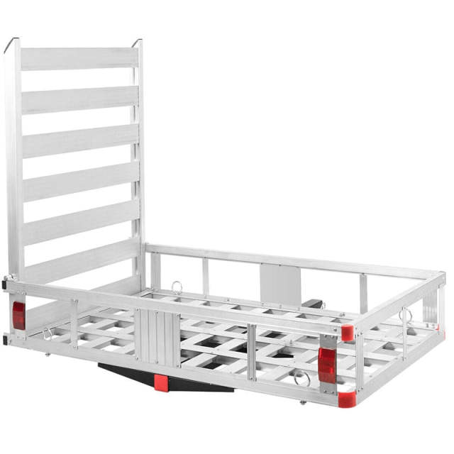 500LBS Aluminum Hitch Cargo Carrier with Ramp & High Side Rails, Mobility Scooter & Wheelchair Carrier for Truck SUV RV, Fits Class III/IV 2" Receiver
